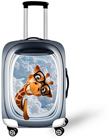 Elastische Kofferhülle Kofferschutzhülle, Chickw1 Reisekoffer Kofferbezug Gepäck Cover Protektor Waschbar Anti-Kratzer Staubdicht Reisekoffer Hülle Cover (Brille Giraffe,M(22-25in))