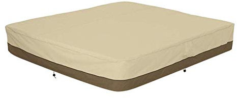 LDIW Coperchio Vasca Idromassaggio Quadrato, Copertura Quadrato per Piscina Spa Panno di Oxford 210D, Anti-UV, Antipolvere, Impermeabile,Beige Coffee,239x239x50cm