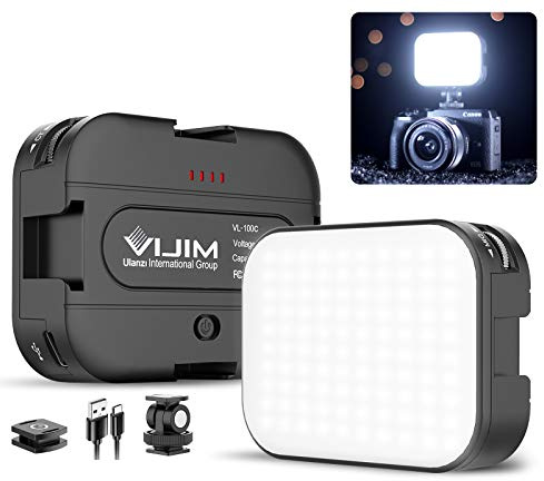 2 Pack VIJIM VL100C Bi-Color LED Video Light on Camera,Mini Rechargeable 2000mAh LED Camera Lights,CRI95+ Dimmable 2500-6500K Ultra Bright Photo and Video Lighting,LED Fill Lamp