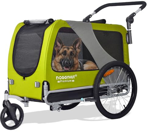Doggyhut Premium Pet Bike Trailer & Stroller for Small,Medium or Large Dogs,Bicycle Trailer for Dogs Up to 100 Lbs (Lime Green, XL)