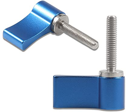 LEONTOOL 2 Stück M4 20 mm Außengewinde Drehknopf Verstellbare Rändelhebel Schraube mit Einzelflügel für Kameraausrüstung (blau)