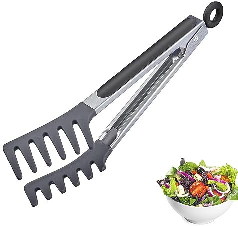 Westmark Buffetzange, Mit Gabellaffen aus Silikon und gummierten Griffen, Länge: 25,5 cm, Rostfreier Edelstahl/Kunststoff/Silikon, Fork Silicone Mini, Silber/Schwarz, 16212270
