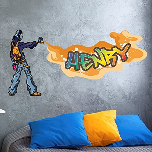 vr140 tjapalo® cooles Wandtattoo Graffiti Name Wandtattoo Kinderzimmer jungen wandtattoo Teenager Cool Wandtattoo Kinderzimmer Name, Größe: B58xH27cm