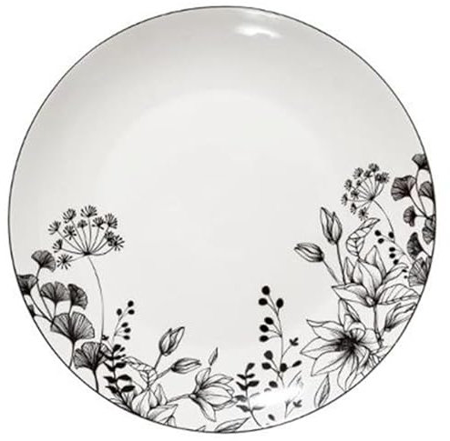 Secret de Gourmet - Lot de 6 Assiettes Plates White Floral 27cm Blanc