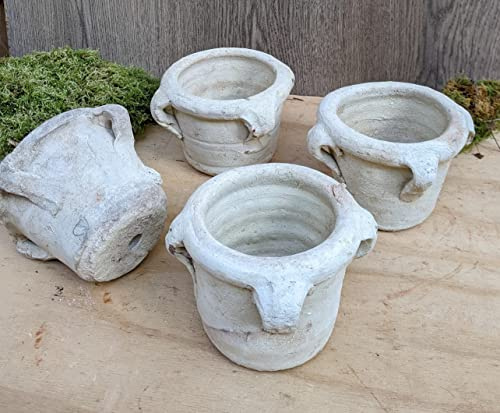 4 -er Set Rustikale Blumentöpfe je ca. 12 cm Durchmesser Terracotta Garten Mediterran Landhaus Vintage
