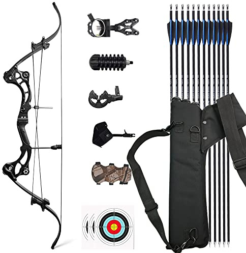 ZSHJGJR 50 Bogenschießen Recurvebogen Set 30-55 lbs einstellbar Sportbogen mit Zubehör und Carbonpfeile Verstellbare Zugsäge für Erwachsene Outdoor-Jagd und Bogenschießen (Recurvebogen Set)