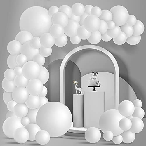 100 Pezzi Palloncini Bianchi Arco Kit Ghirlanda Palloncini Biancho Palloncini in Lattice Bianchi per Compleanno Bride Sposi Matrimonio Baby Shower Natale Capodanno Decorazioni per Feste