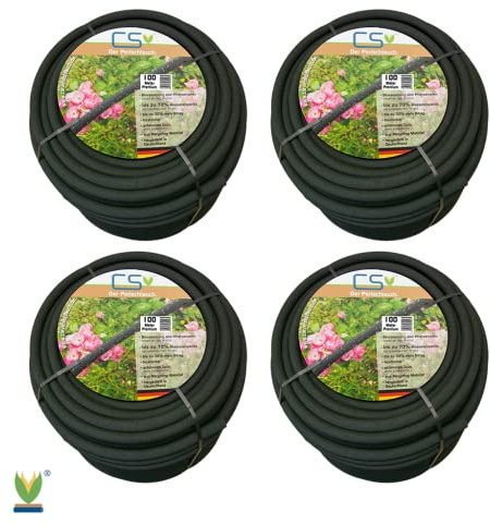 100m CS Perlschlauch Premium 4er Set für die Bewässerung im Garten/Hochbeet/Gemüsebeet/Heckenbewässerung