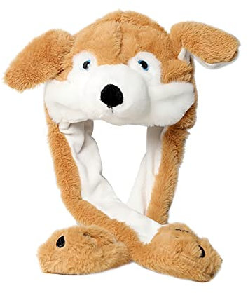 Beweglicher Ohr Hut, Plüsch Tiermütze Mit Moving Ear Flap - Halloween Partyhut Tiger Katze Panda Welpe Schwein Cosplay Mütze - Lustiger Hut für Erwachsene Kinder Weihnachtsfeier