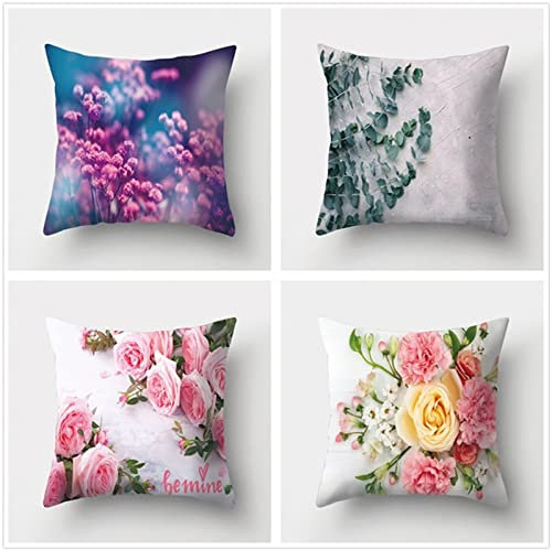 Tinnoon Kissenbezug 45x45cm 4er SetBoho Wohnzimmer Outdoor Deko, Schlafzimmer Zimmer Dekor Kissenhülle Kissenbezüge mit Verstecktem Reißverschluss, Couchkissen, Sofakissen Weinachten Pfingstrose