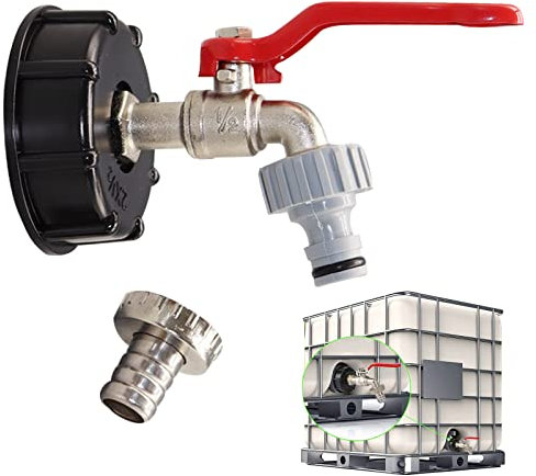 IBC Rubinetto Serbatoio, IBC Container Accessori, Adattatore per Serbatoio IBC, Adattatore per Serbatoio dell'acqua da 1/2,Per Serbatoi di Pioggia IBC, Barili di Pioggia
