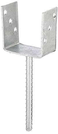 siwitec U-Pfostenträger mit Betonanker, Riffelstahl, 91mm breit, CE-Kennzeichnung, Pfostenträger aus feuerverzinktem Stahl zum Einbetonieren, U Profil Stahl, Bodenanker, Balkenschuh, U Winkel, U Stahl
