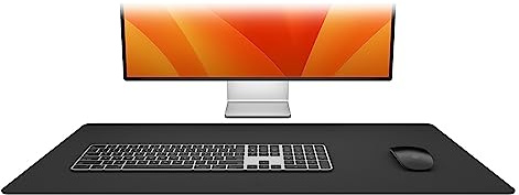 Twelve South DeskPad | Nachhaltige Leder-Verlängerungsmatte für die Maus, spritzwasserfest, rutschfeste Mausoberfläche, optimale Größe für den Displaygebrauch, Schwarz