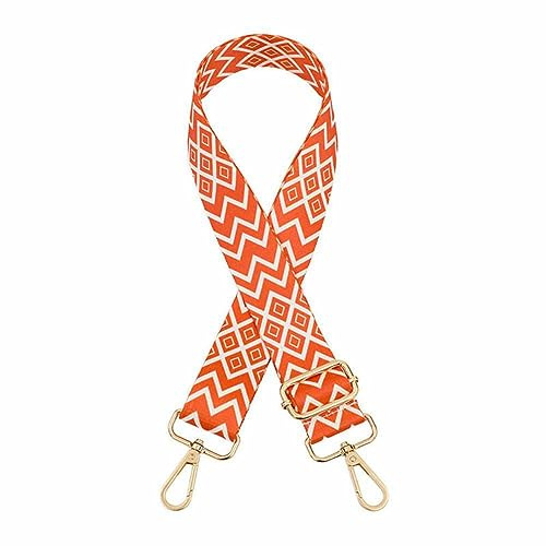 SHTGOI Taschengurte Verstellbarer Schultergurt 3.8cm Breite Rautenförmige Schulterriemen Doppelseitiges Muster Geflochten Umhängegurt Ethno-Stil Taschenriemen für Damen Taschen Zubehör Orange