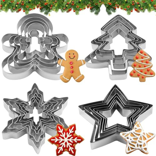20 Stück Weihnachten Ausstechformen – Weihnachtsbaum, Lebkuchenmann, Schneeflocke, Stern, Ausstecher Weihnachten, Plätzchen Ausstecher Weihnachten, Weihnachten Ausstecher, Weihnachtsausstecher