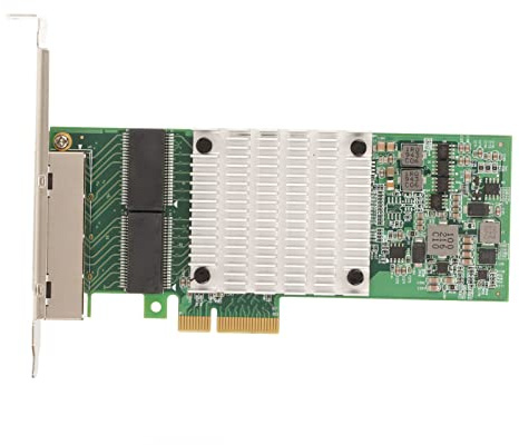 ASHATA Tarjeta de Red PCIE Gigabit de 4 Puertos, Dos para Chip Intel I350, Puertos RJ45, Tarjeta Ethernet PCI Express para Windows Server, Win7, XP, Vista y Linux