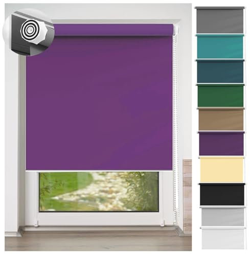 Rollo für Fenster Ohne Bohren 30 x 210 cm Einfache Installation Easyfix, Fenster rollos für innen Inkl. Aller Montage-Teile für Fenster und Türen, Lila