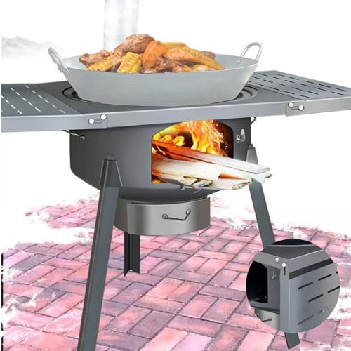GUAWJRZDP Poêle à Bois Camping,Combustion Efficace, Panneaux latéraux Doubles rabattables,Support Amovible,utilisé for Le Camping en Plein air,Les Pique-niques,la pêche sur Glace,Le Chauffage (Size :