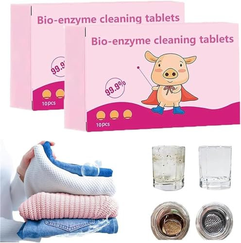Multi-Functional Bio-Enzyme Cleaning Tablets, Bio-Enzyme Explosive Salt, Active Biological Enzyme Washing, Bio-Enzyme Cleaning Tablets (2 Box)