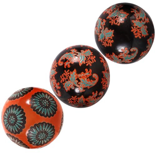 Yardenfun 3stücke Keramische Dekokugeln Schwimmend Vintage-Muster Langlebig Für Aquarium Tisch Büro Und Hausdekoration Farbige Kugeln Zufällig Chinesisches Design