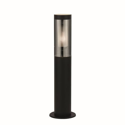 Licht-Erlebnisse Pollerleuchte IP44 E27 45 cm klein Schwarz Rauchgrau aus Edelstahl Modern PETER Außenleuchte Garten Terrasse Wegeleuchte