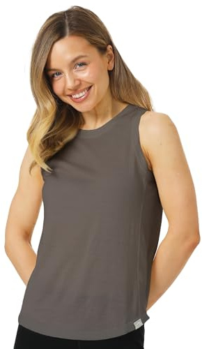 Camiseta Tirantes Mujer Lana Merino - Camiseta Interior Lana Merino Mujer Activa Capa Base, Evacuación de Humedad (Medium, Grey Tank)