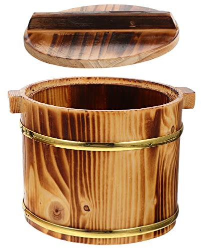 Cuiseur à riz en bois pour sushi, bol de riz fait à la main, seau de riz cuit à la vapeur avec couvercle, cuve de mélange de riz pour sushi, fût cuit à la vapeur pour la maison, le restaurant, kaki