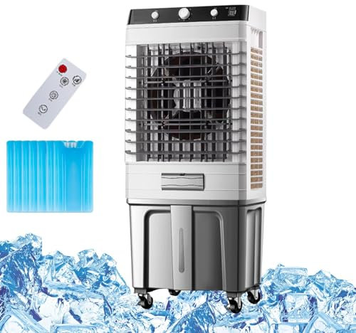 Ventilador Enfriador De Aire Evaporativo Comercial, Aire Acondicionado 3 En 1, Humidificador Industrial, Con Tanque De Agua De 50 Litros, 6 Cajas De Hielo, Enfriador De Aire PortáTil Para Oficina