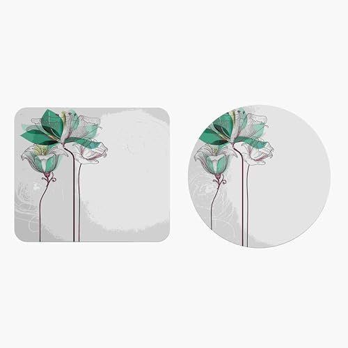 EHOMERY Kleines Mauspad Gaming Mousepad Orientteppich Blume Mauspad Cute Mousepad Gaming Für Die Schreibtischdekoration - 2 Pack [20x24 cm and Dia 20 cm]