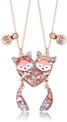 JEYORZY 2er Set Freundschafts-Anhänger-Halsketten für Mädchen, Best Friends-Kette mit Gravur, ideales Geburtstagsgeschenk für beste Freunde, symbolische Freundschaftskette für 2 Mädchen,