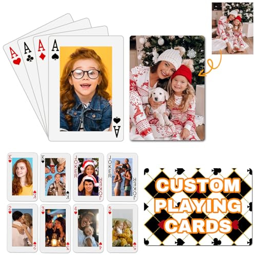 2 Sets Personalisierte Spielkarten mit Foto, Personalisierte Pokerkarten, Eigene Fotos auf Vorder- und Rückseiten, Personalisierte Geschenke für Hochzeiten, Jubiläen, Partys mit Familientreffen