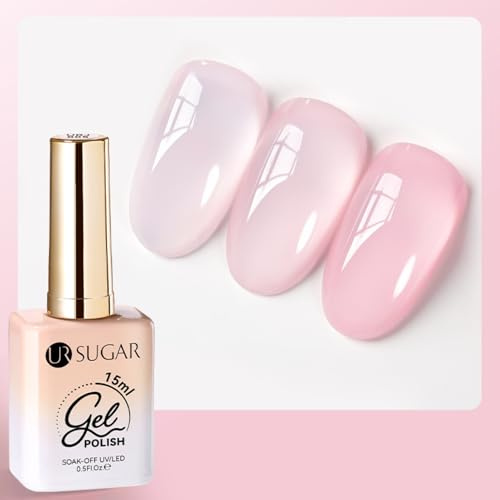 UR SUGAR UV Nagellack Jelly, 15ML Gel Nagellack Transparent Rosa Nägellack Natural Farbe, Jelly Nail Polish UV LED Rosa für Anfänger Nageldesign DIY zu Hause und Nagelstudio