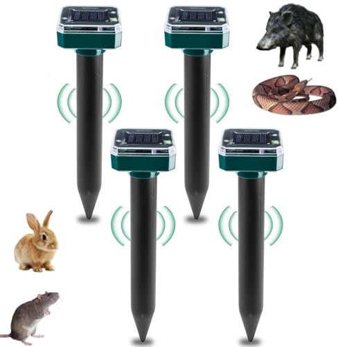 4 spaventapasseri a energia solare, per talpe, a energia solare, IP65, impermeabile, per giardino, prato, gopher serpenti (4)
