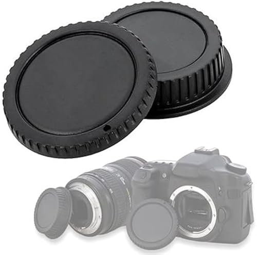 TECHZOCO Tapa Cuerpo Frontal y Tapa Trasera de Objetivo, Compatible con Canon EF/EF-S 4000D 2000D 1300D 1200D 1100D 800D 760D 750D 650D 600D 550D 500D 250D 200D, EOS 90D 80D 77D 70D,5D Mark