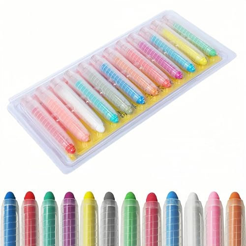 KARELLS Kreidestifte für Tafel Abwaschbar,Staublose Kreide,12PCS Staubfreie Kreide,Wandtafelkreide,abwaschbare Kreide,waschbar Kreide,staubfreie Kreide mit verstellbarem Kreidehalter