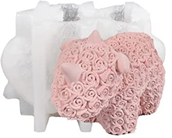 Btgghytr Moules en silicone pour résine artisanale, Saint-Valentin, ours en rose, bougie, moule en silicone, moule en silicone pour décoration de bureau pour la maison