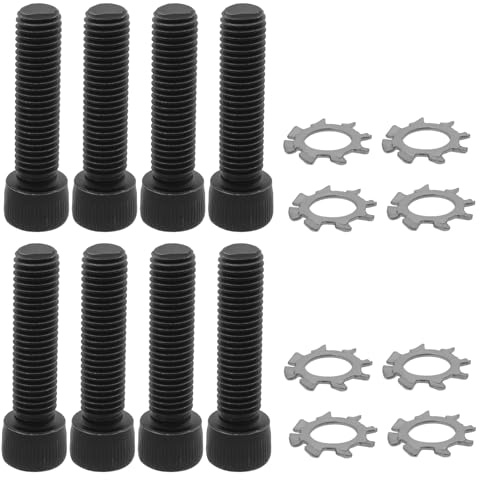 VGOL 8 Piezas de Tornillo de Repuesto de Cabeza Hueca de 1/4”-28 Compatible con A2 AR Gripand con Arandela de Seguridad de Estrella de Acero Inoxidable Negra