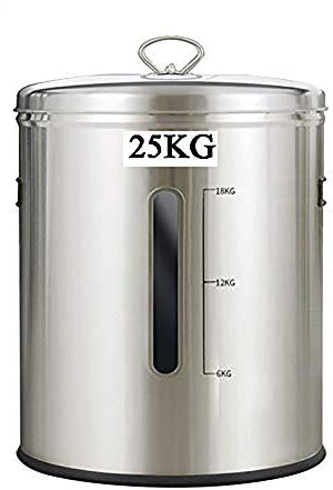 Stainless Steel Rice Dispenser & Cereal Container, 15KG/25KG Food Storage Bin with Lid, Flour & Grain nizer for Kitchen, Durable Rice Storage Solution
