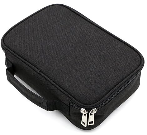 GREATRICH Estuche Escolar, Estuches Escolares con 3 Compartimentos Extraíbles, Pencil Case 23x16x7cm Gran Capacidad, Material Escolar para Instituto/Oficina, Neceser Maquillaje para Niñas, Negro
