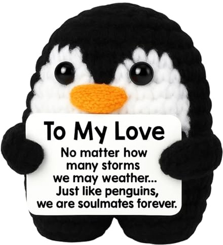 AevYxq Positiver Pinguin/ich Liebe dichPositiver Pinguin, Mini Kuscheltier Als Geschenk Für Freundin, Emotional Support Kuscheltier, Süße Geschenke Für Paare, Pocket Hug Pinguin In Schwarz