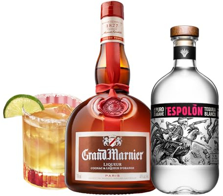 Espolòn Tequila Blanco & Grand Marnier Cordon Rouge – Premium Margarita Bundle – 100% blaue Agave, Orangenlikör mit Cognac – 2 x 0,7 l – Perfekt für Cocktails, Margarita & Klassiker