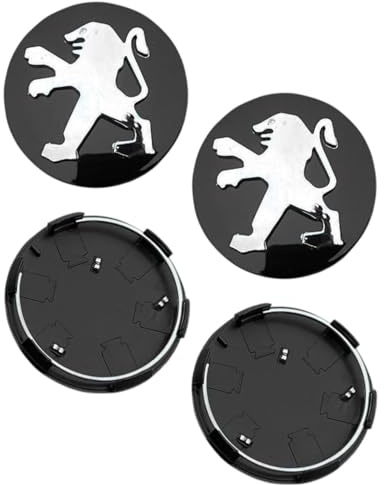WINXMIN 4 Stück Schwarz Nabendeckel für Peugeot 60mm Radnabendeckel Felgendeckel Felgenkappen Nabenkappen Wheel Caps Radnabenabdeckung