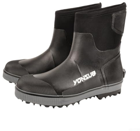 Besttoolifes Neopren-Angel-Wasserschuhe für Damen und Herren, schnell trocknend, atmungsaktives Futter, rutschfeste Stahlnägel und Gummisohle, wasserabweisend, kältebeständig, Watstiefel (Schwarz