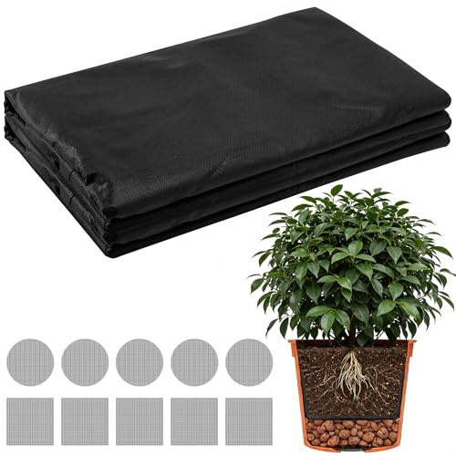 GIONAR Non-tissé filtrant pour pots de fleurs, 2 m x 5 m, découpable, non-tissé pour pots de plantes avec grille de drainage, 50 g/m², bac à fleurs, anti-mauvaises herbes, non-tissé de drainage contre