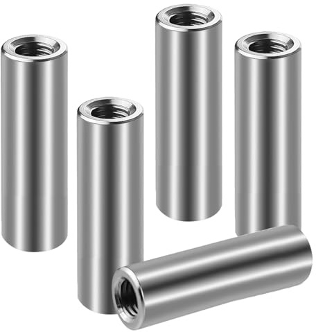 SHBAOCH M10×50mm Gewindehülse, 5 Stück 304 Edelstahl Runde Gewindemuffen, Rund Verbindungsmuttern Langmutter Kupplungsmutter für Halterung Grobgewinde