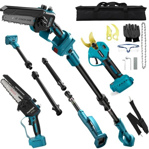 Akku Hochentaster Ast Kettensäge Teleskop 4 IN 1 kompatibel mit Makita 18V | ohne Akku Profi-Astsäge Mini 6 zoll Akku teleskopsäge Teleskop Astschere akkusäge Astsäge Elektro Arbeitshöhe bis 4,6m