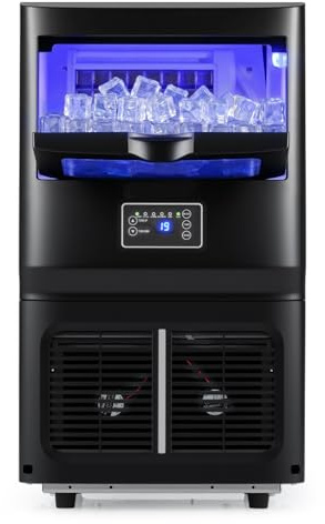 LIFEZEAL - Máquina de hielo comercial 25 kg/24 h, máquina de hielo de acero inoxidable autolimpiante, Ice Maker para casa, bar, restaurante, cafetería, oficina