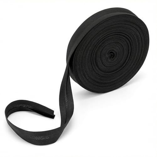DOPENSPI Nastro sbieco semplice piegato, 14 mm, in cotone nero, per cucire, per fai da te, cucito, orlo, bordatura, orlo, rilegatura (nero)