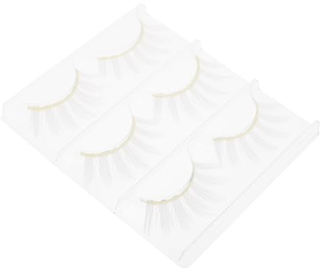 LOLIPPYY 6 Ciglia Finte Bianche da Cosplay Kit Look Folto e Naturale, Ciglia Artificiali Leggere e Setose per Trucco Occhi Feste, Matrimonio e Vita Notturna