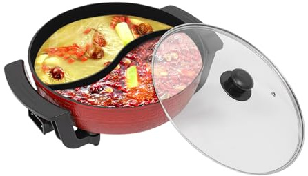 Hotpot Mit Glasdeckel, Tischgrill Elektro Multifunktion Für 3-4 Personen, Elektrischer Kochtopf Mit 5 Temperaturstufen Antihaft, Asiatischer Fondue Topf, Familienfeier Tischkocher